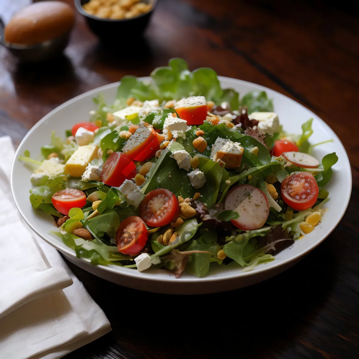 Picture of Gourmet vegetable salad with fresh tomato and cheese