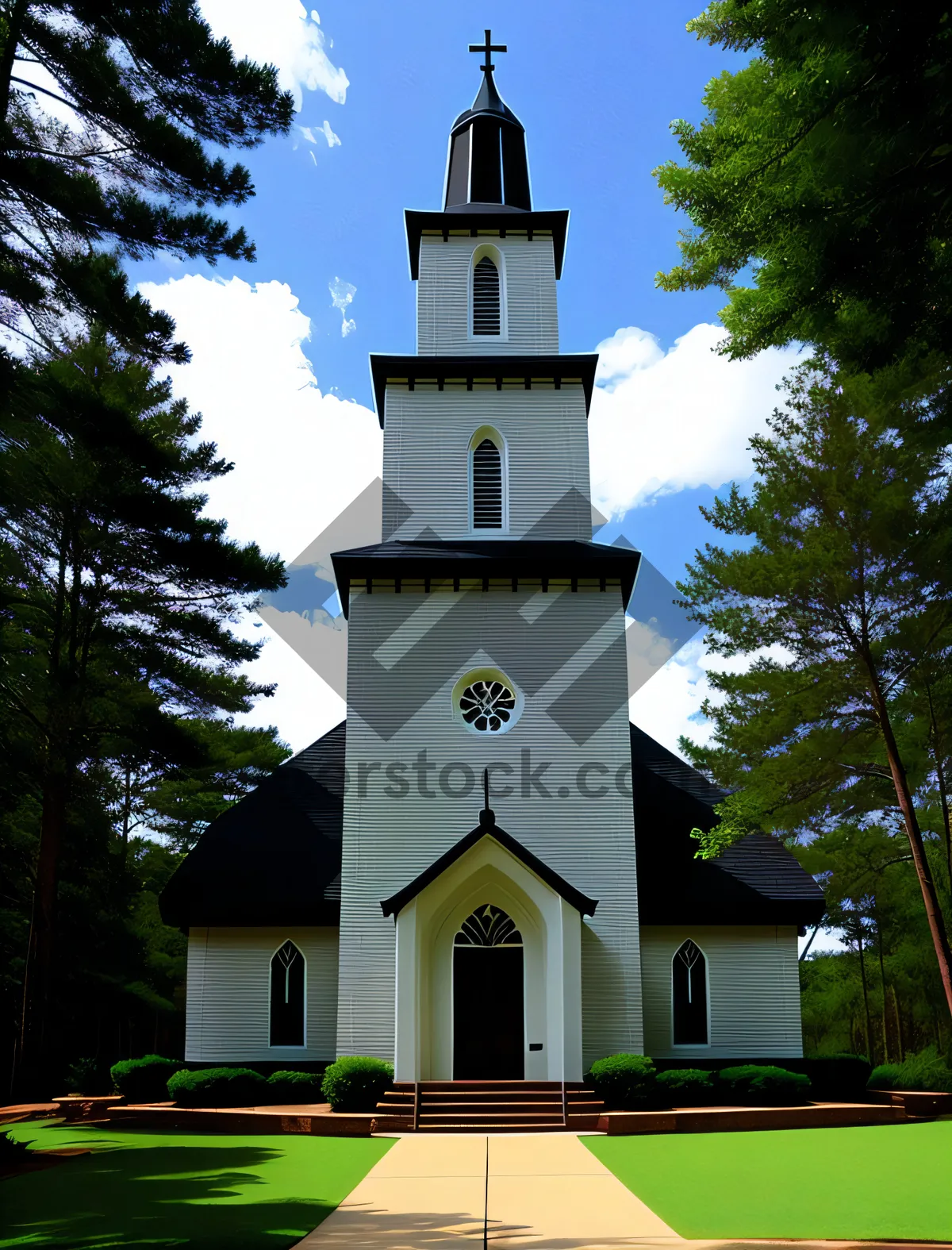 Picture of Old Orthodox Bell Tower with Cross