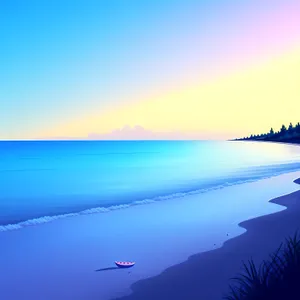 Serenity by the Sea: Sunset over Coastal Waters