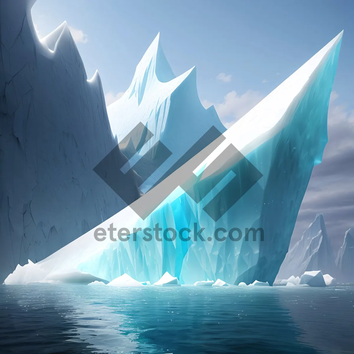 Picture of Crystal Blue Seascape with Glacial Iceberg