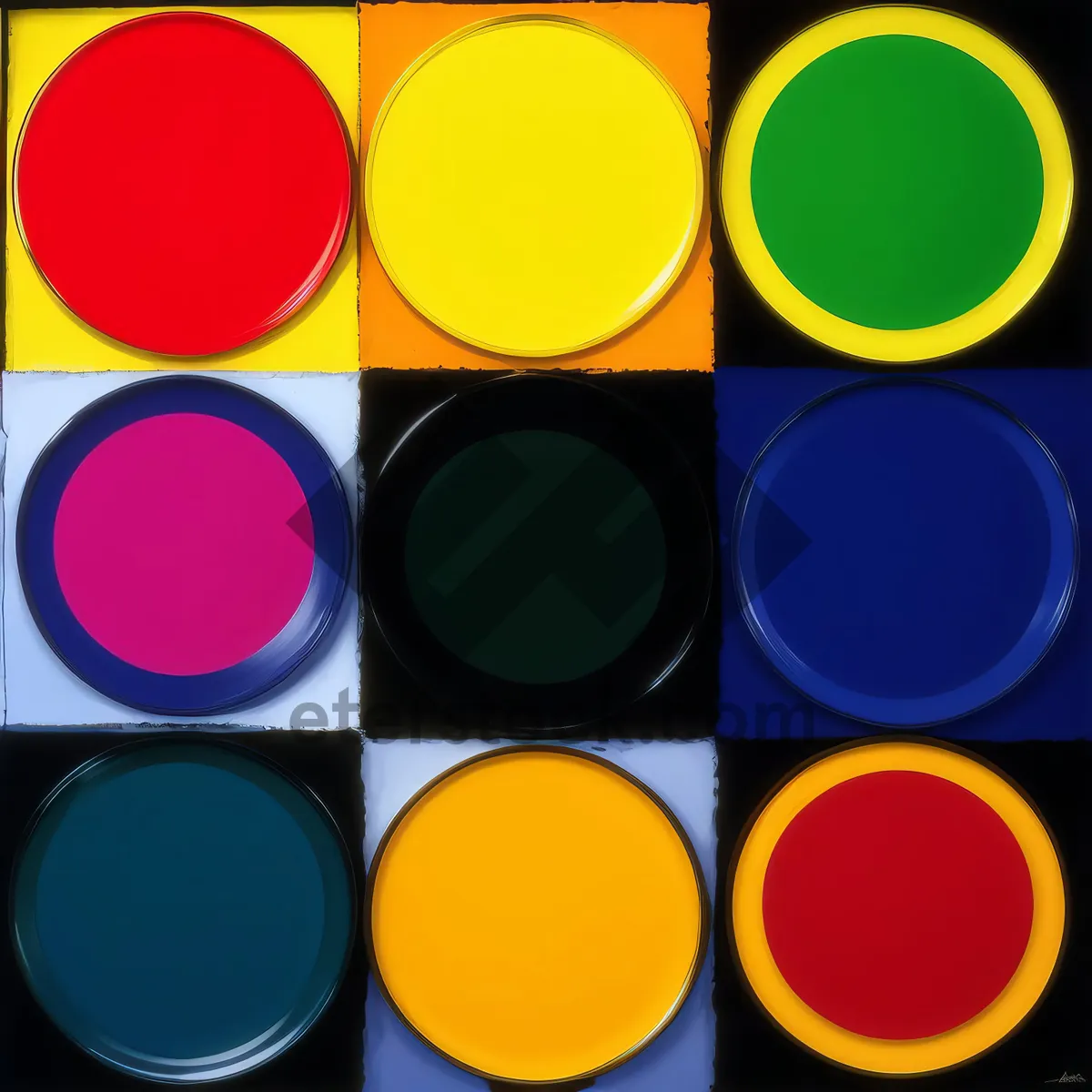 Picture of Vibrant Buttons Set with Shiny Glass Reflection