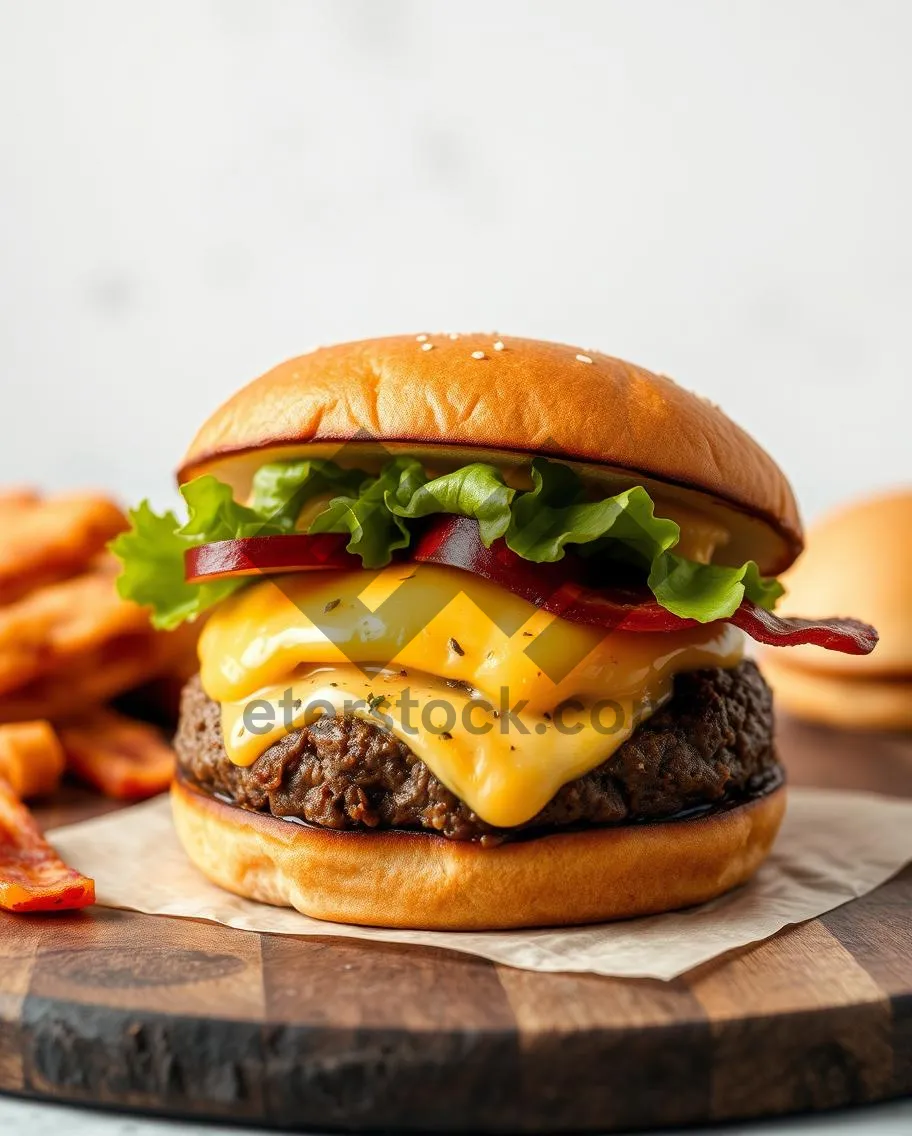 Picture of Healthy Grilled Beef Burger with Fresh Salad