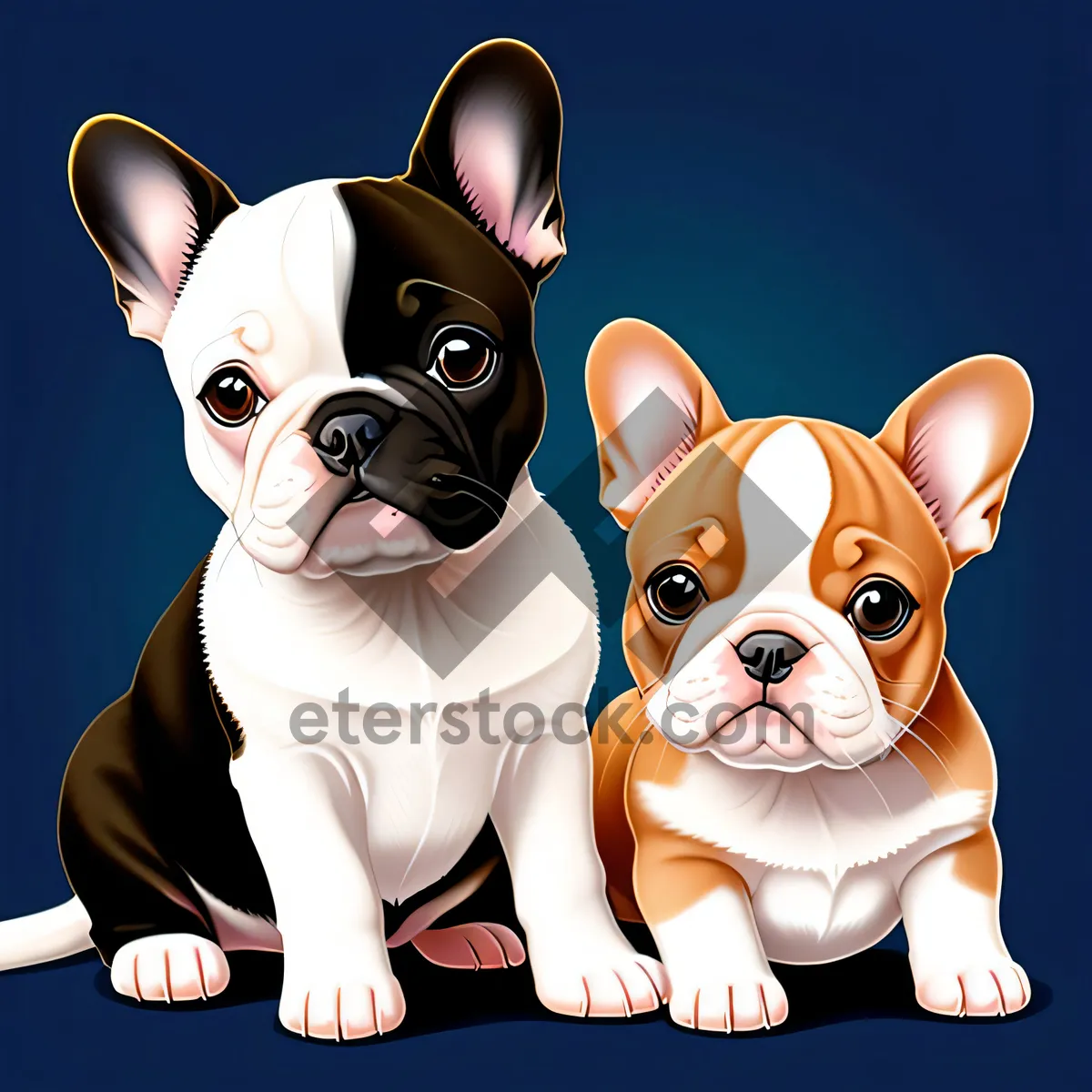 Picture of Cute Bulldog and Rabbit, Adorable Canine Companions