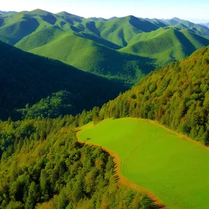 Scenic Highland Mountains and Green Valley Landscape