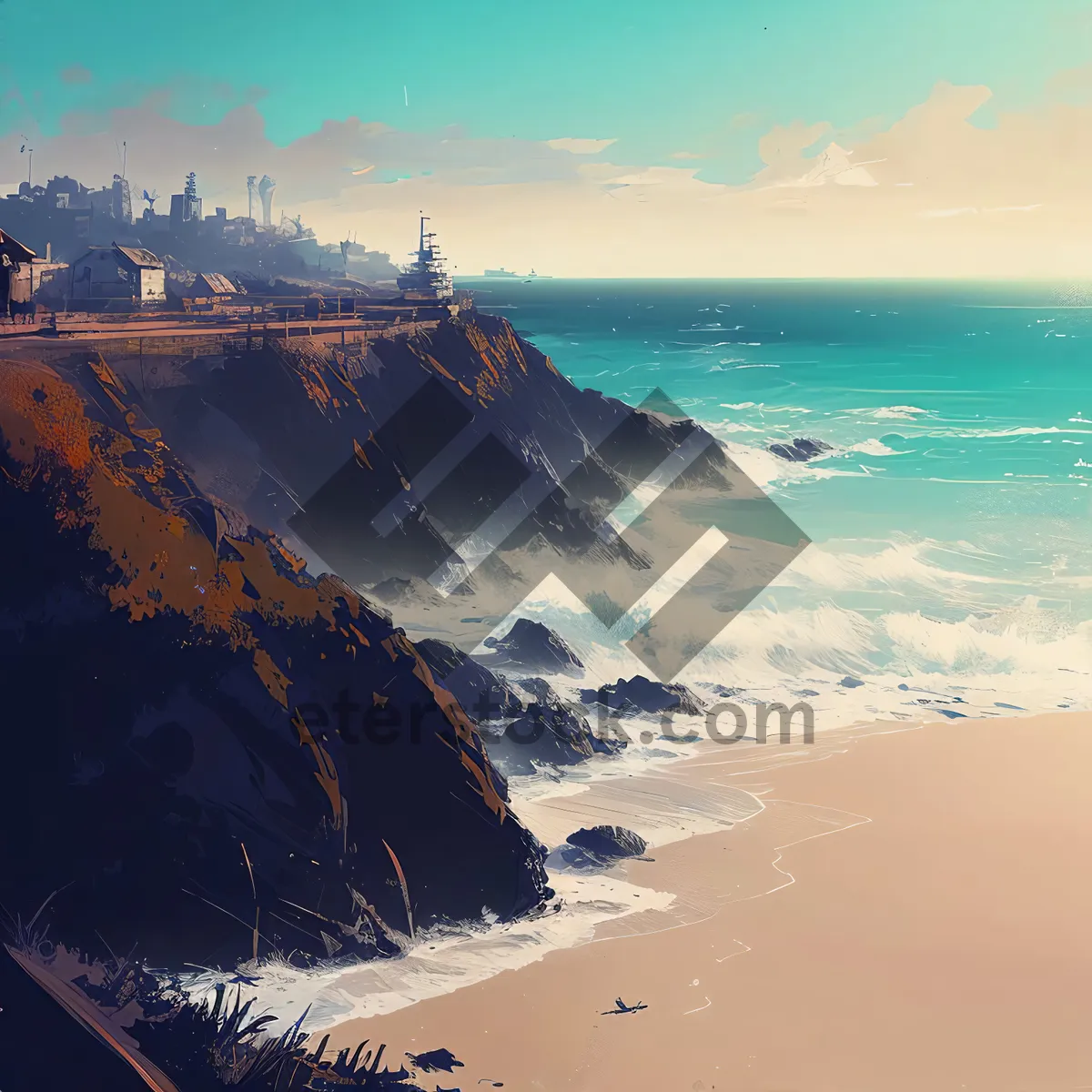 Picture of Tropical beach paradise under the sunny sky.
