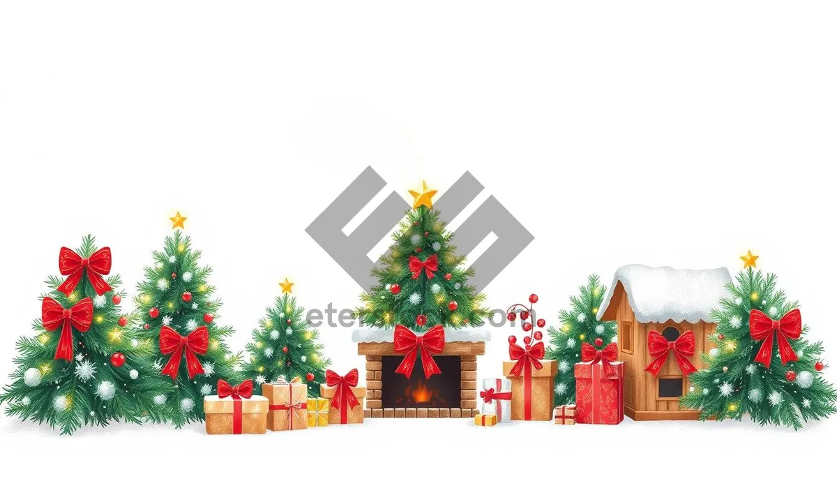 Picture of Holiday season gift box with festive ornament decoration