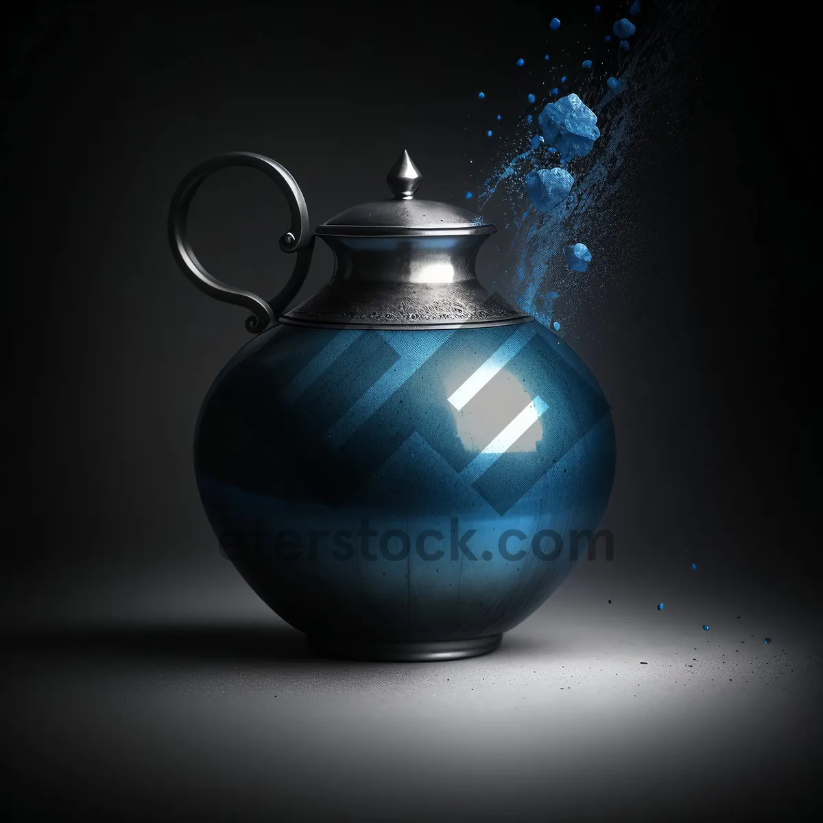 Picture of Traditional porcelain teapot with decorative glass ball ornament