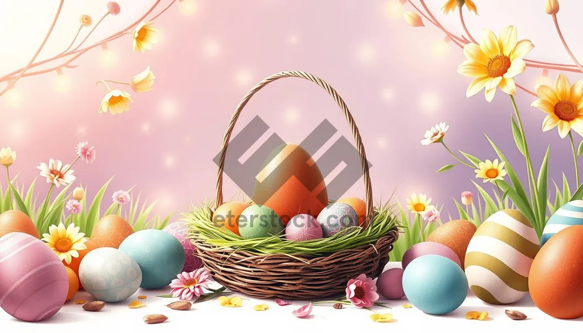 Picture of Easter Celebration: Colorful Eggs and Chicken Decorations