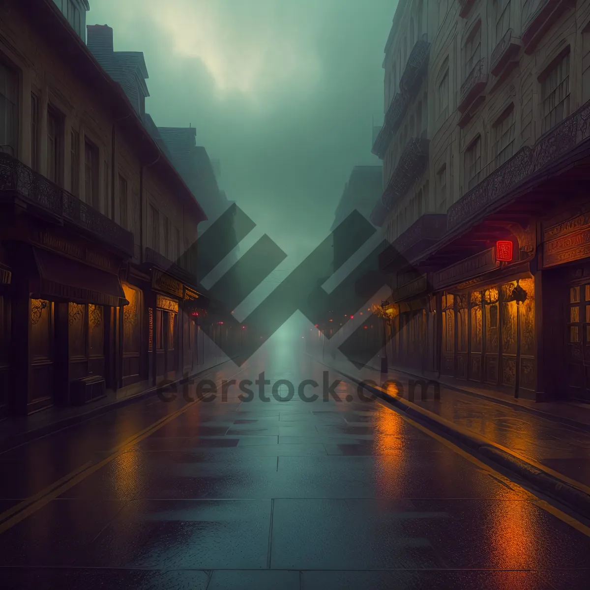 Picture of Nighttime Cityscape with Bridge and River