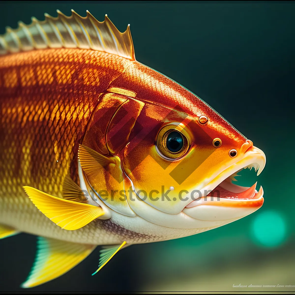 Picture of Sunset Goldfish Swimming in Underwater Aquarium