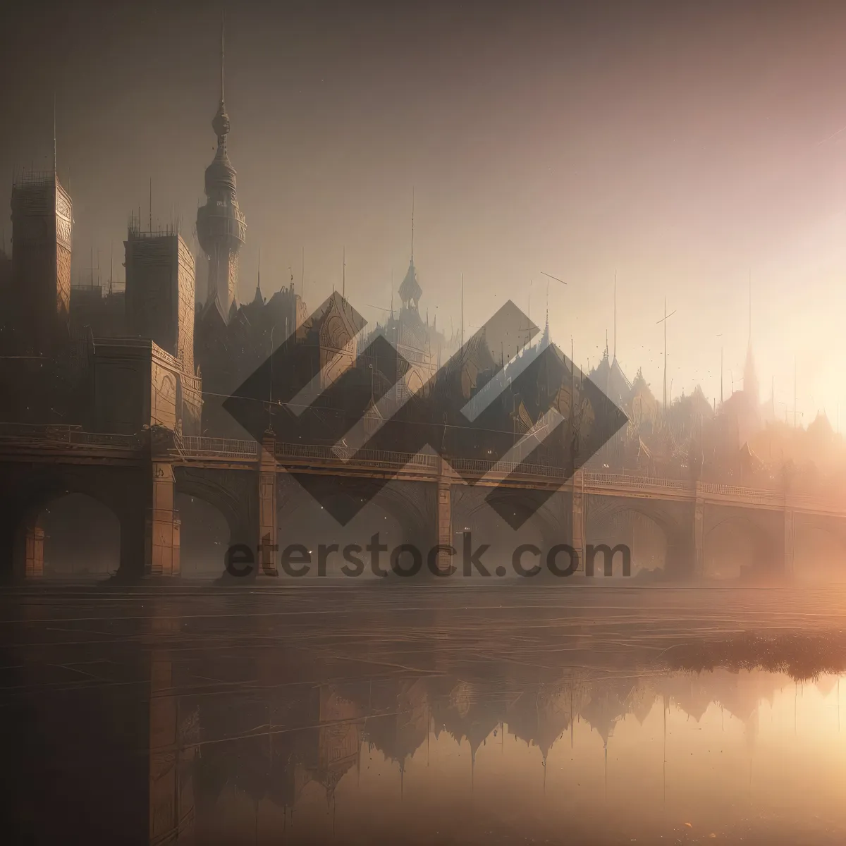 Picture of London Skyline at Night: Iconic Bridge and Tower Reflection