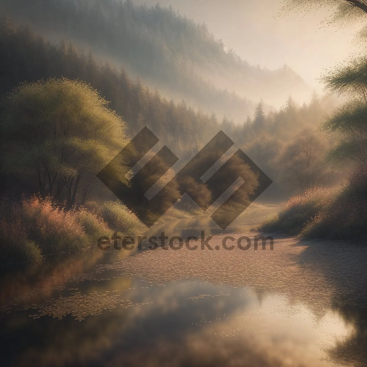 Picture of Vibrant Sunset Sky Over Serene Landscape