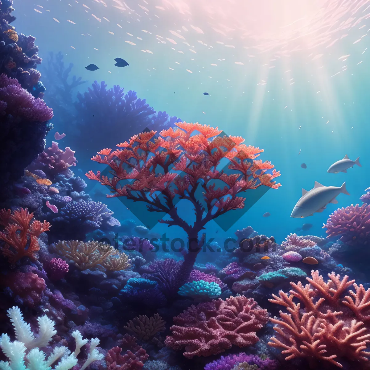 Picture of Vibrant Coral Reef Teeming with Marine Life