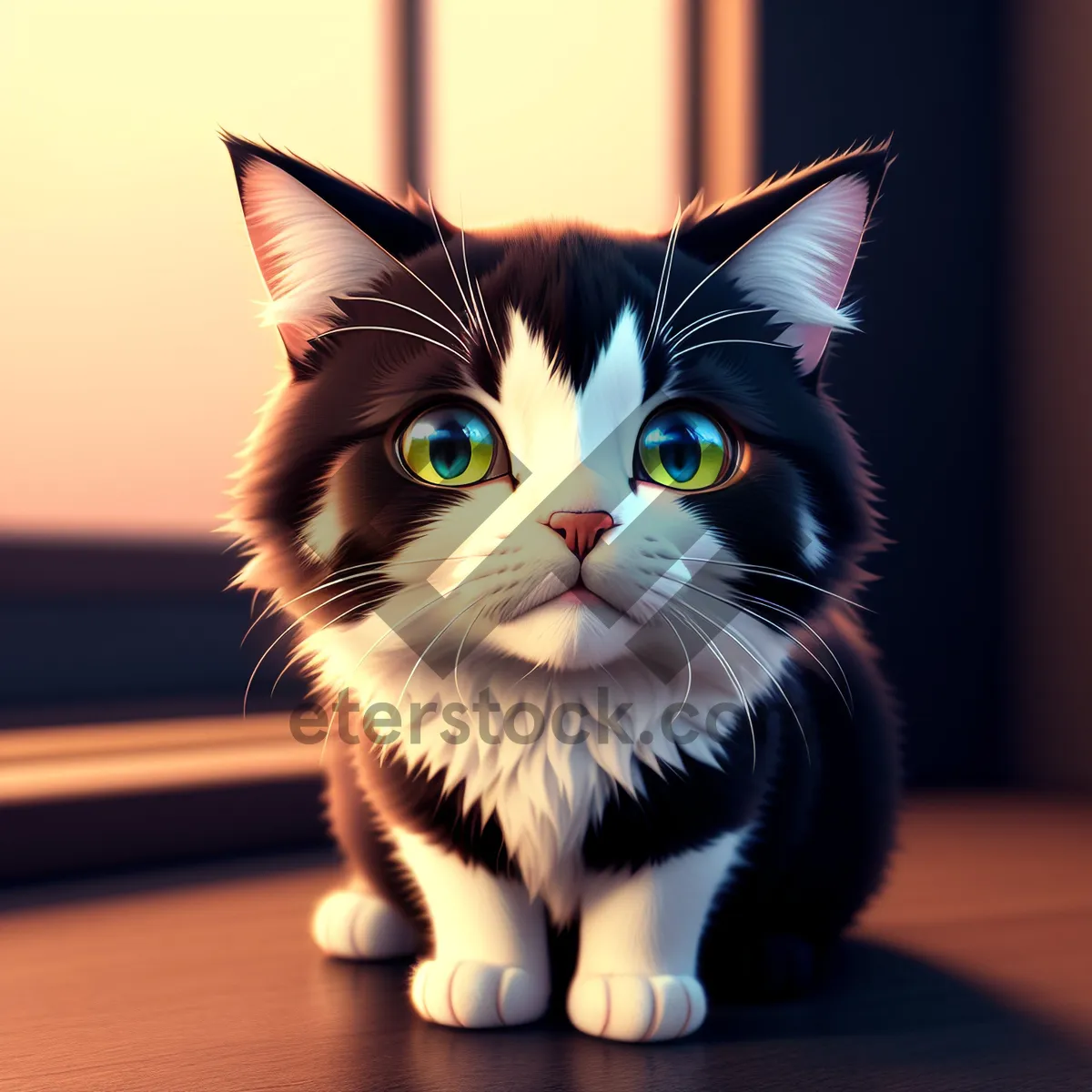 Picture of Fluffy Gray Kitty with Charming Whiskers