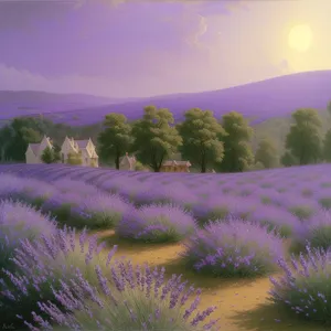 Vibrant Night Fireworks Burst in Lavender Field