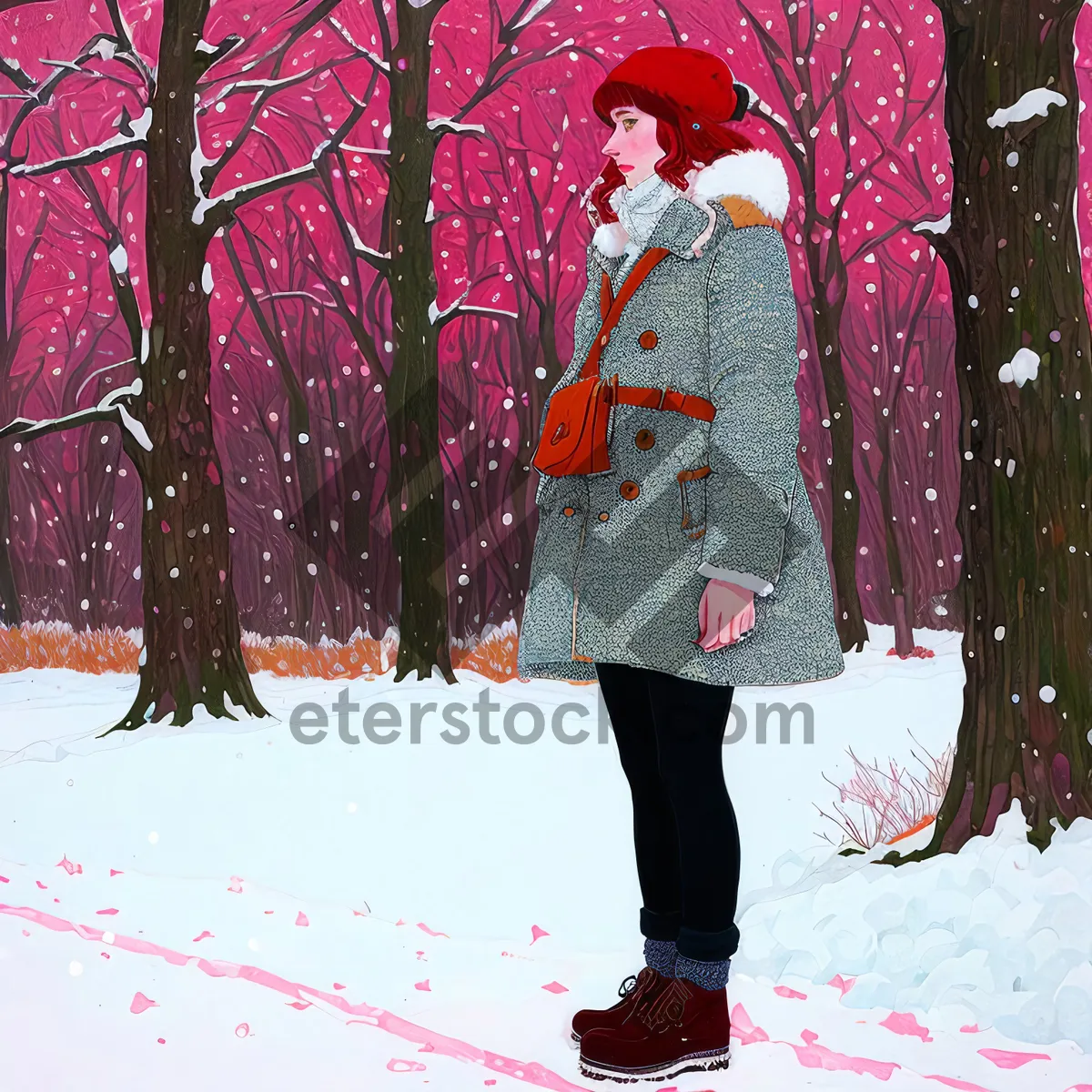 Picture of Winter Wonderland: Stylish Outfits in Snowy Forest