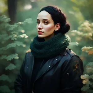 Smiling Lady in Fashionable Scarf