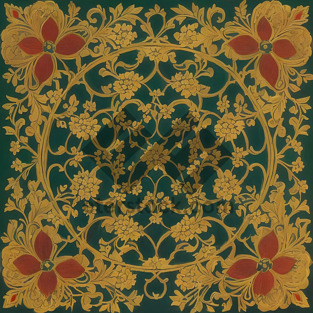 Picture of Floral Damask Wallpaper: Vintage Floral Decorative Pattern