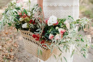 Flower Arrangement in Container for Wedding Decor