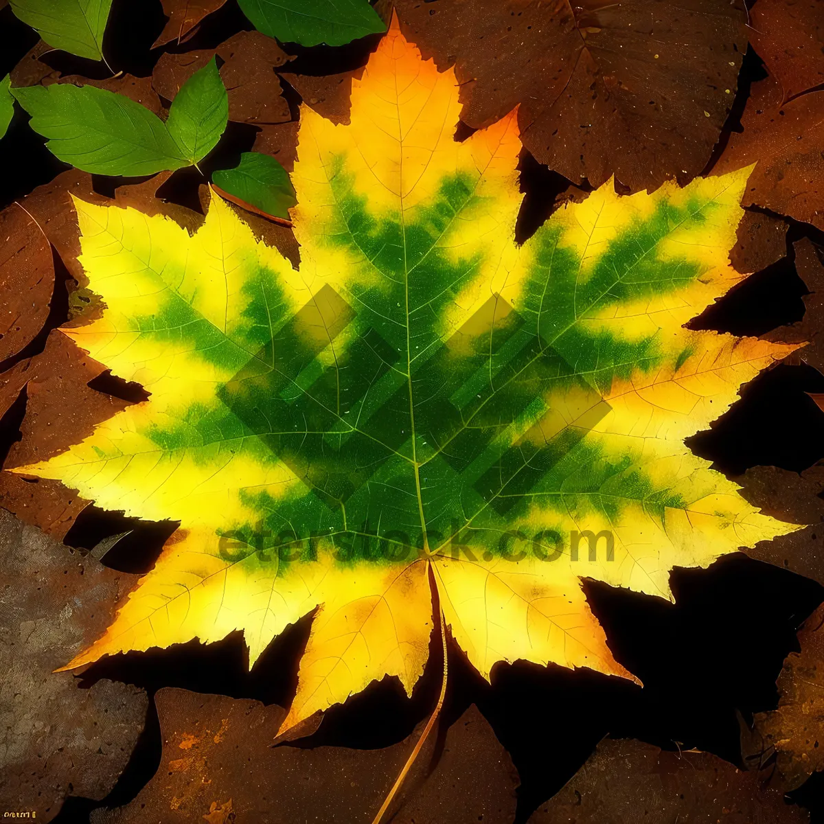 Picture of Vibrant Fall Foliage in Maple Forest