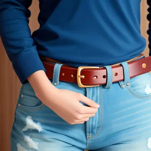 Man's Hand Fastening Belt Buckle on Jeans