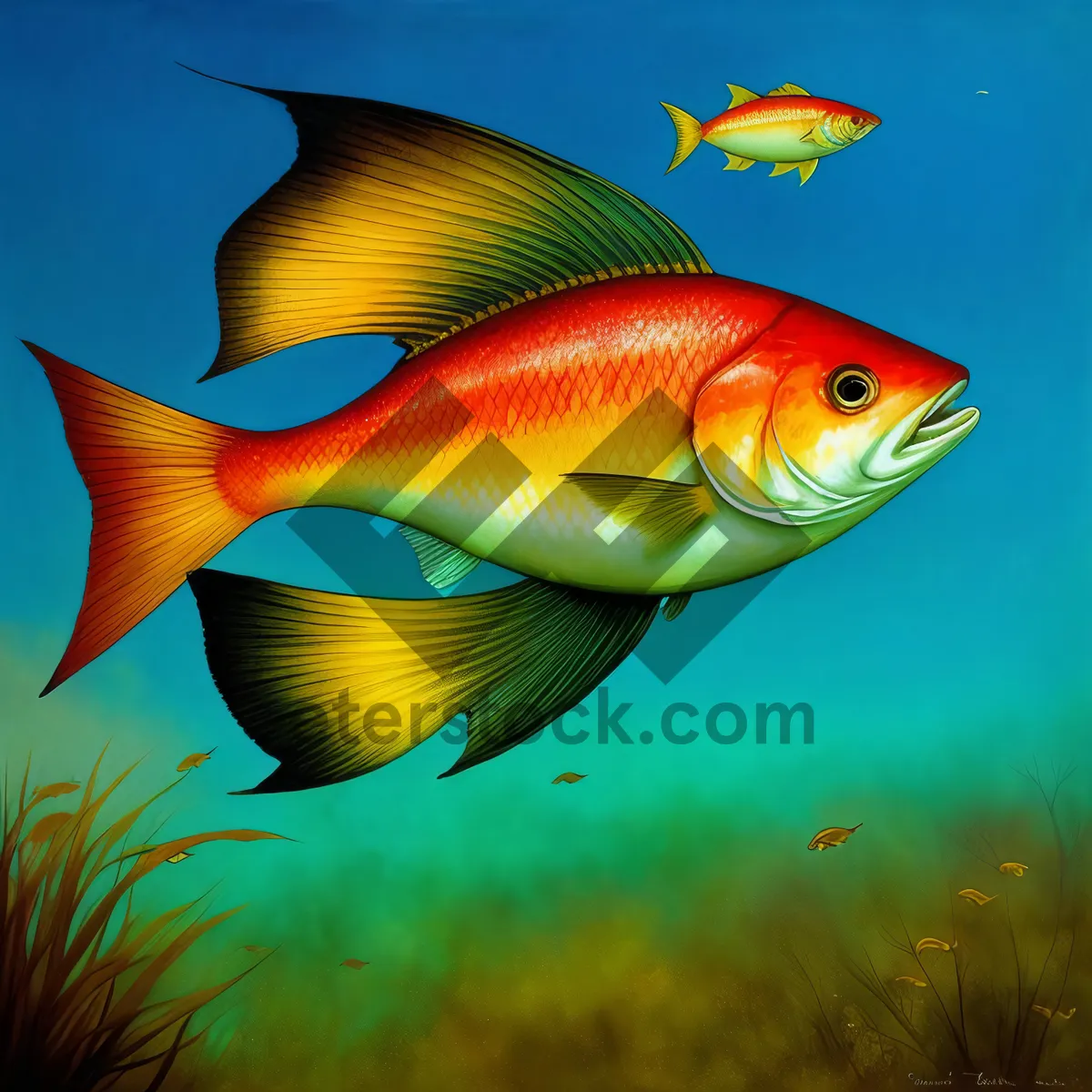 Picture of Colorful Underwater Goldfish in Aquarium