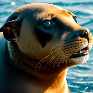 Playful Sea Lion Splashing in Ocean