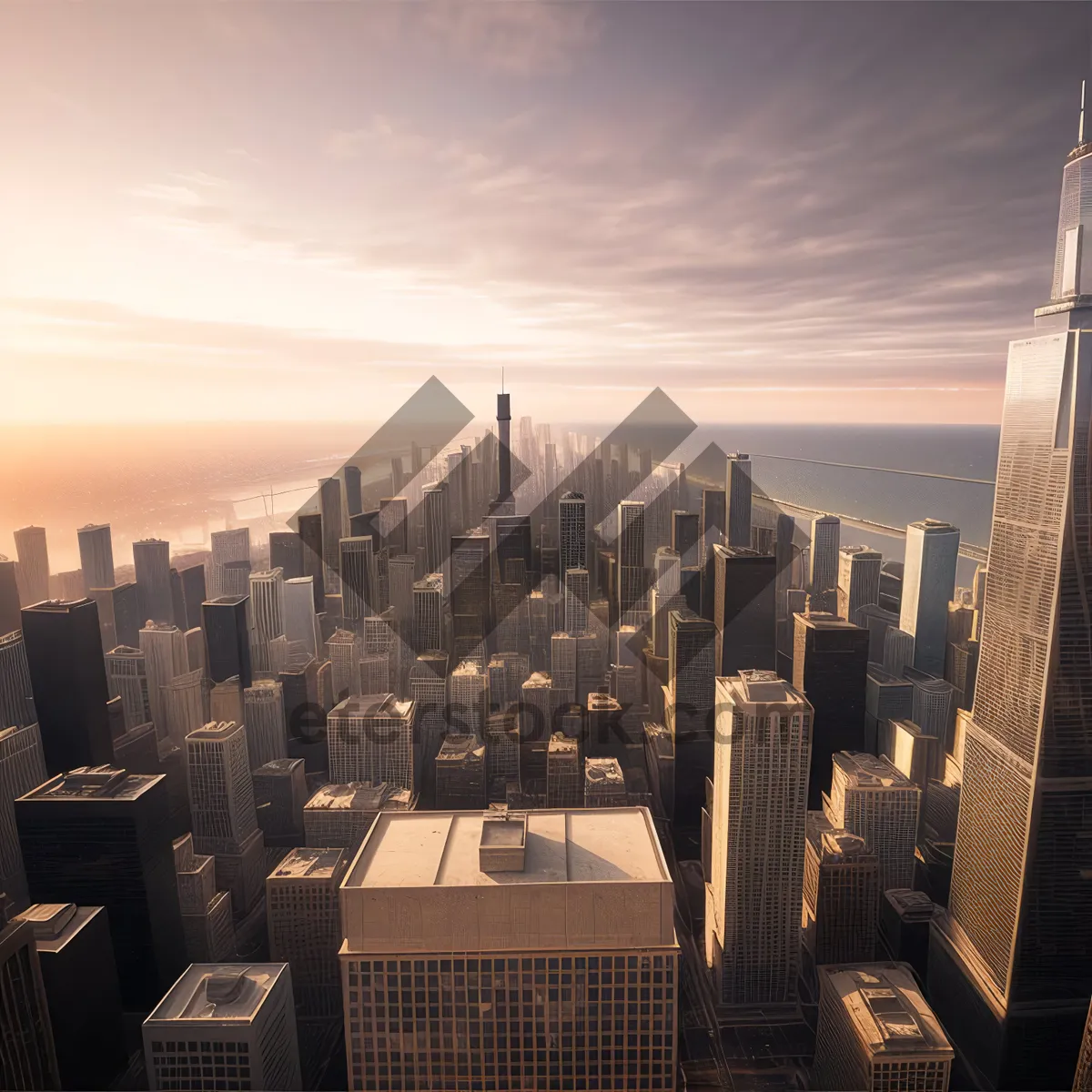 Picture of Vibrant Urban City Skyline at Sunset