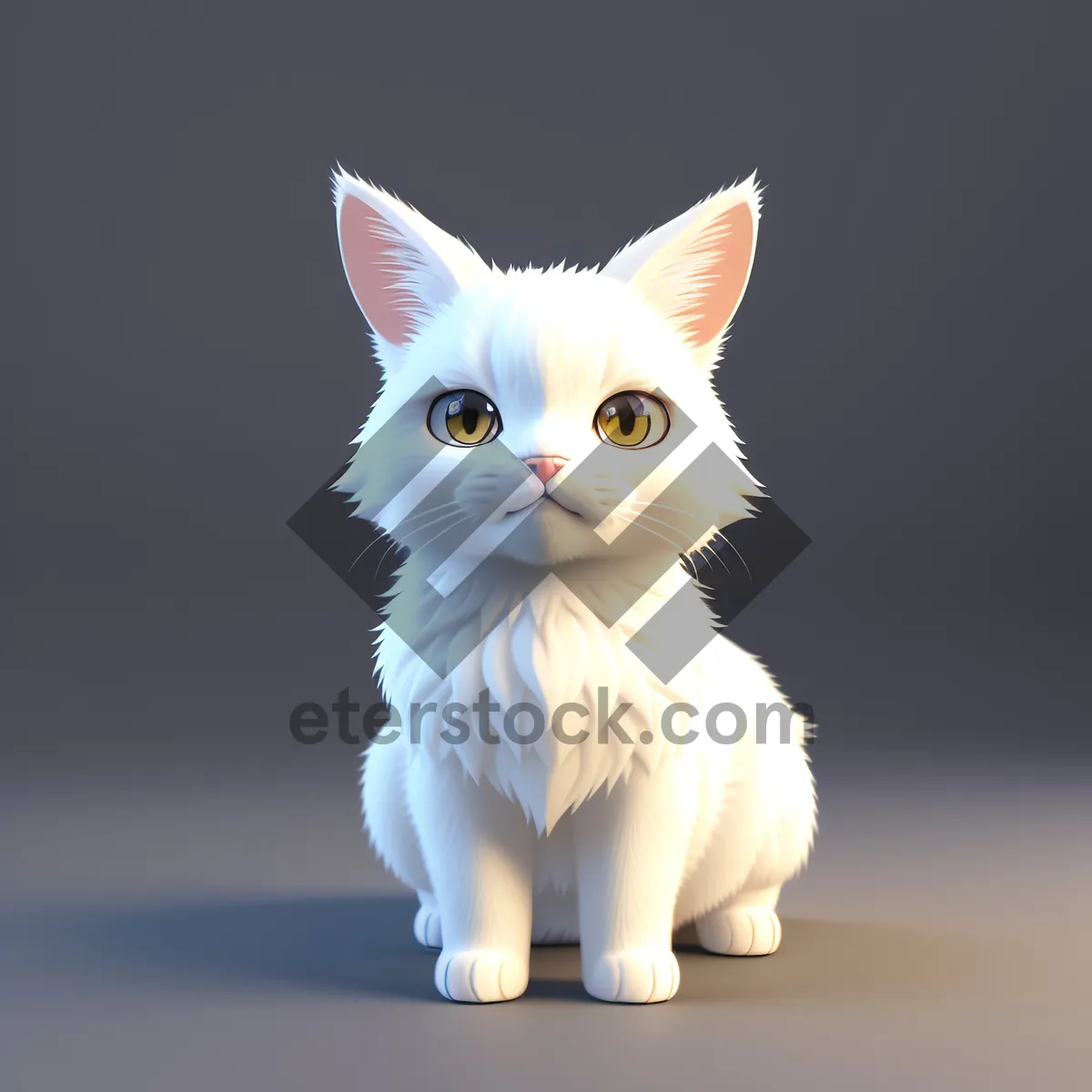 Picture of Fluffy White Kitty with Curious Eyes