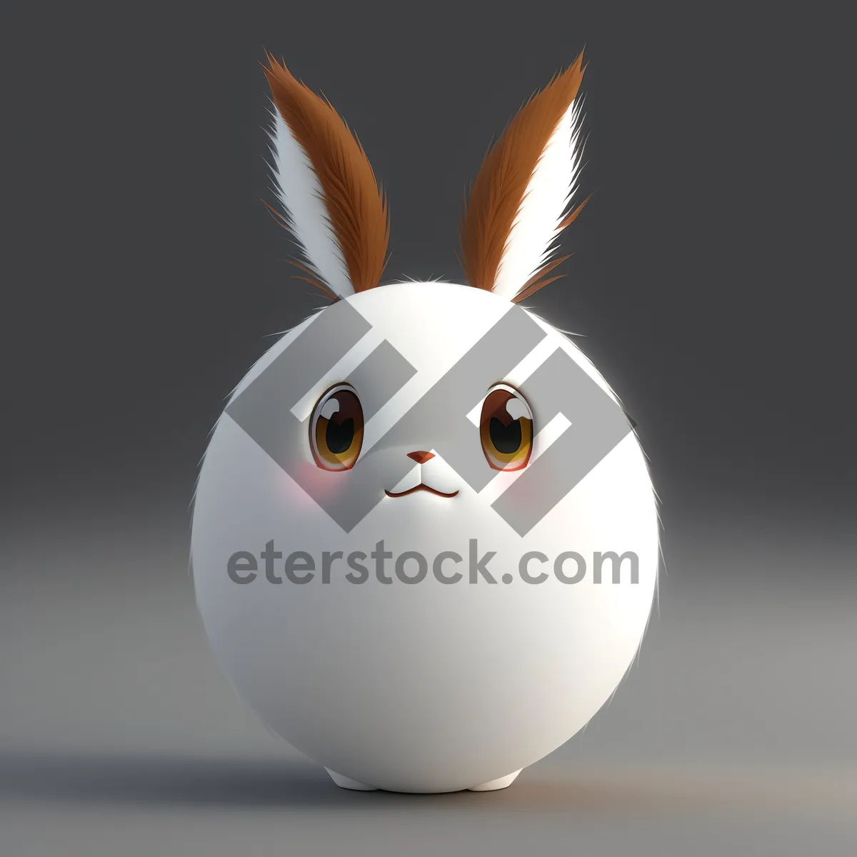 Picture of Easter Bunny with 3D Rabbit Ear Symbol on Egg Sphere