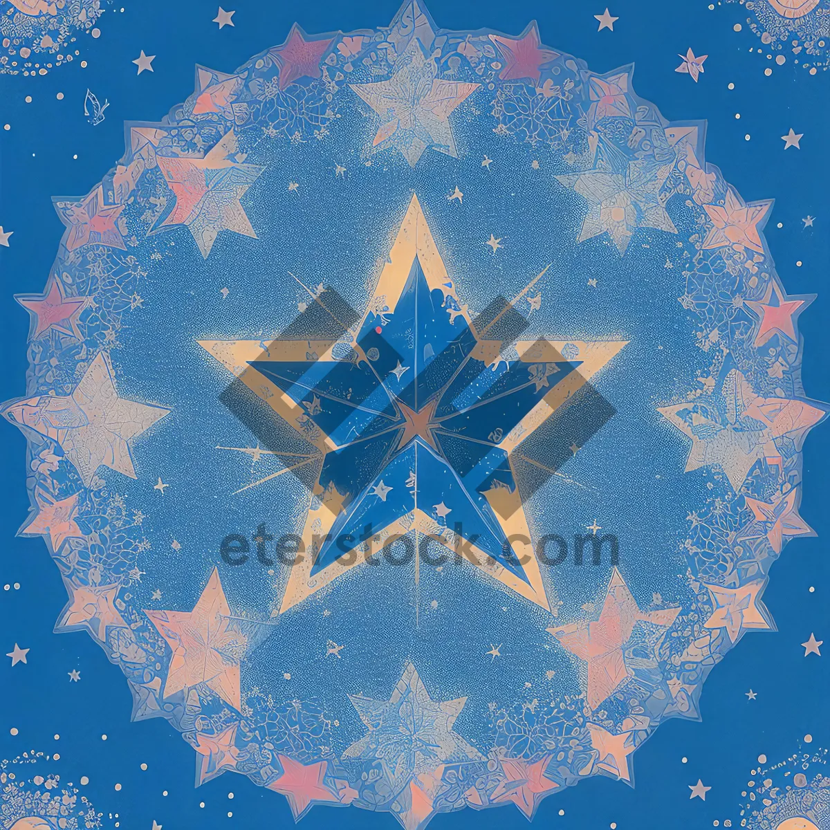 Picture of Symmetrical Snowflake Holiday Greeting Card Design