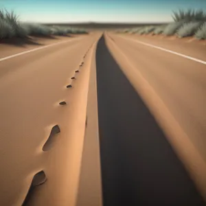 Fast car speeding on desert highway with blurred motion