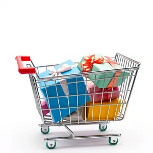 Shopping Cart in Empty Supermarket Aisle