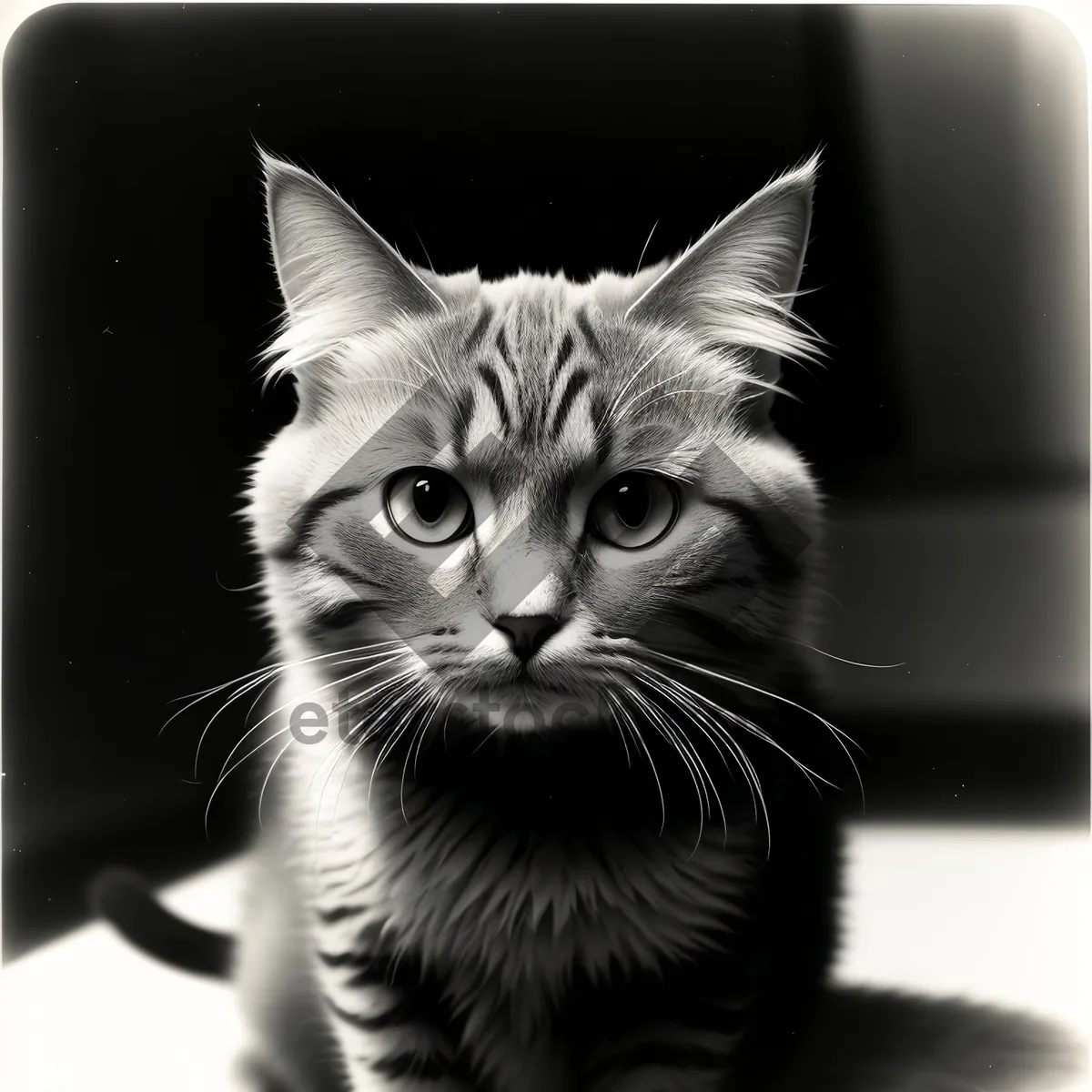 Picture of Cute Gray Tabby Kitten with Whiskers.