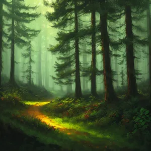 Misty Forest's Serene Totem Pole Path