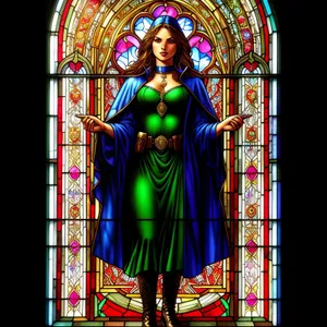 Vibrant Stained Glass Window in Historic Cathedral