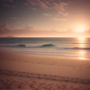 Golden Horizon Silhouette on Tropical Beach