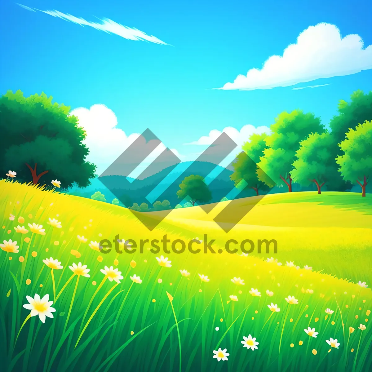Picture of vibrant meadow under clear skies