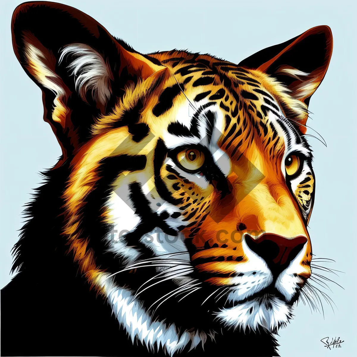 Picture of Wild Stripes: Majestic Zebra and Tiger Encounter