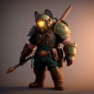 Stylish Warrior with Sword and Stick