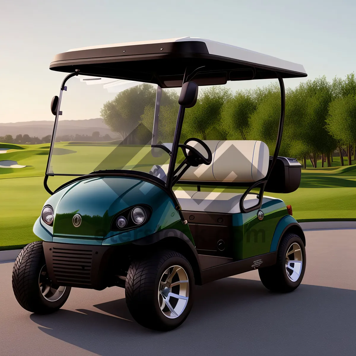 Picture of Motorized Golf Cart on a Green Course