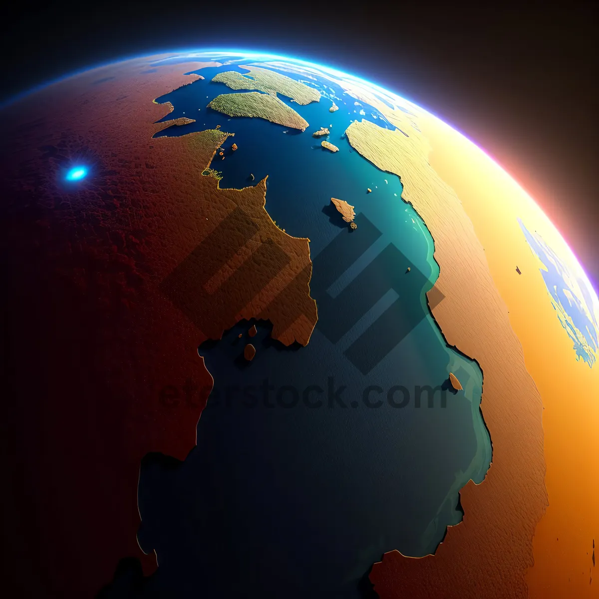 Picture of North Globe: Shiny 3D Icon of Earth's Continent.