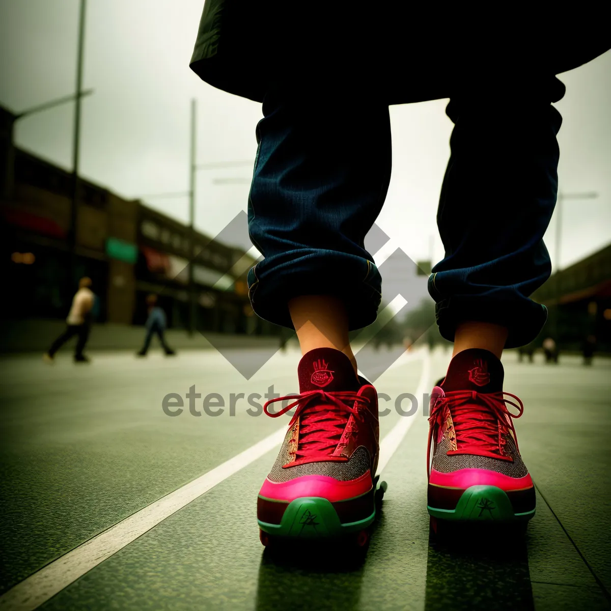 Picture of Man wearing protective knee pads for skateboarding.