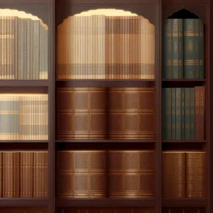 Home Library Shelf with Wooden Furnishings