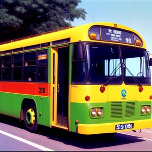 Fast School Bus Transporting Passengers on the Road