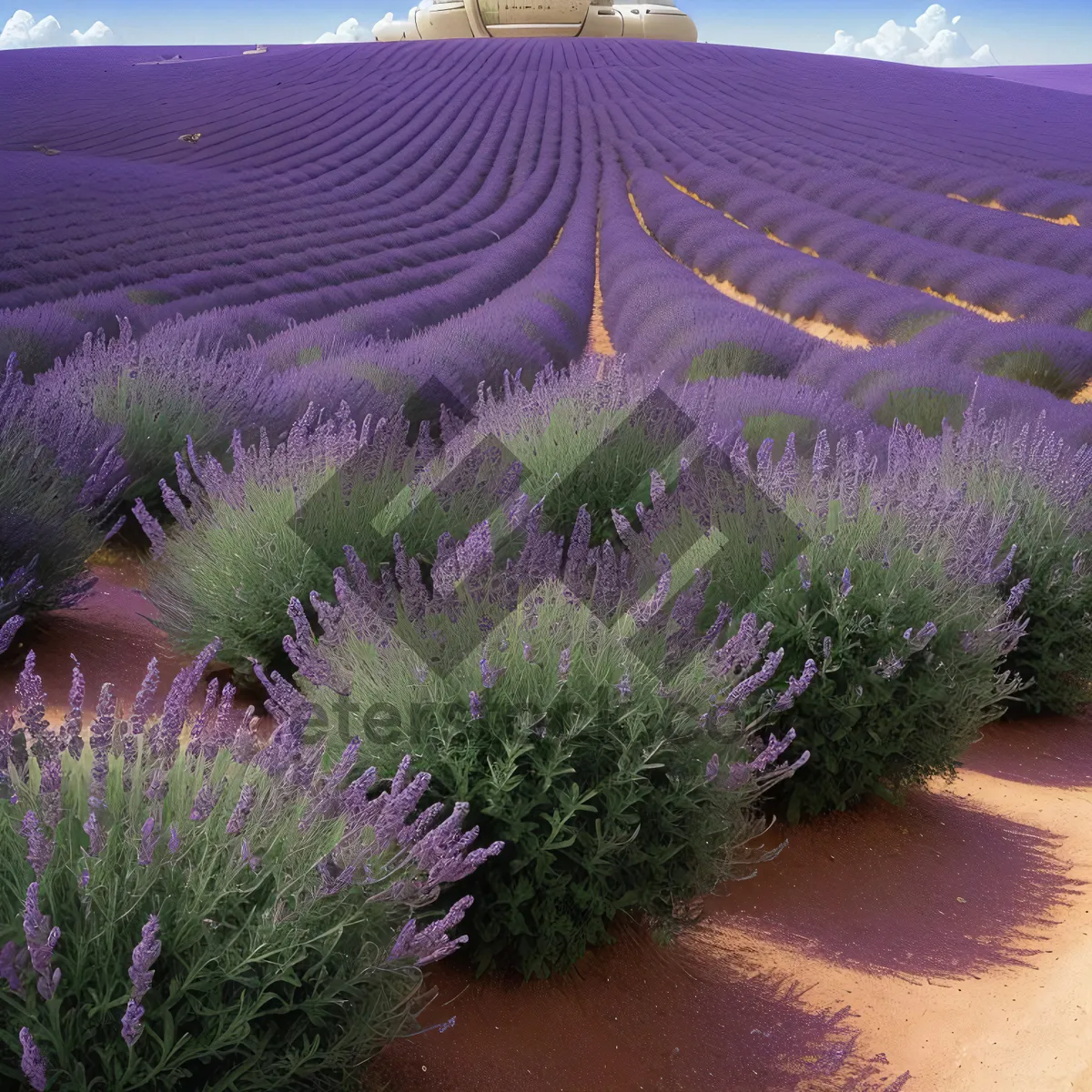 Picture of Lavender Fields: Serene Purple Beauty in Rural Countryside