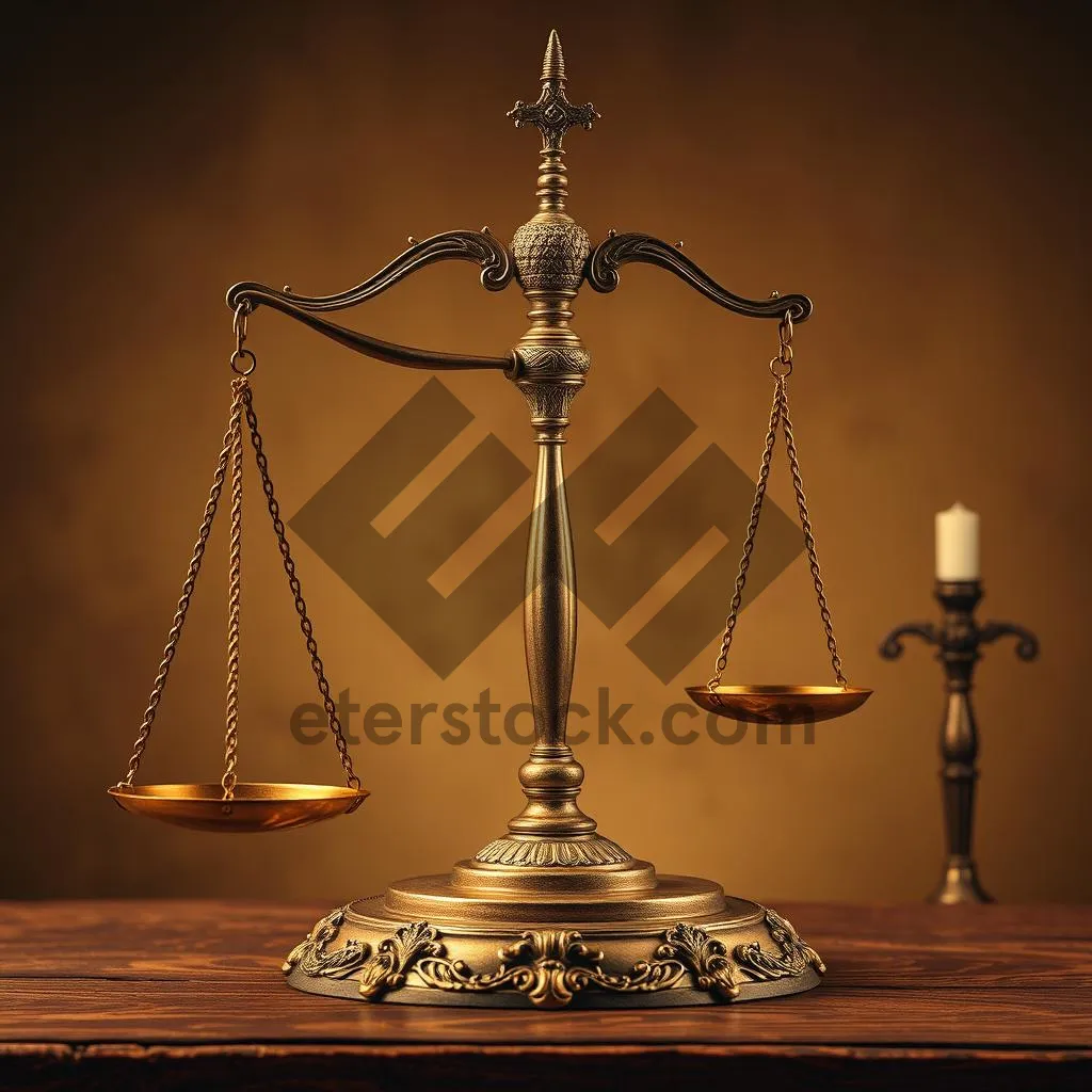 Picture of Golden Justice Scale Lamp Fixture Lightning Rod.