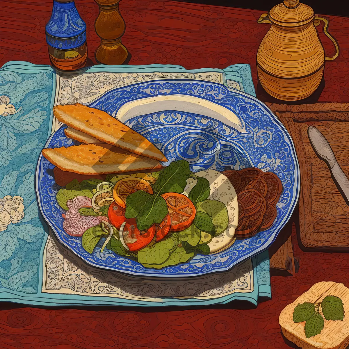Picture of Delicious gourmet meat dish on ceramic plate wildfire slice.