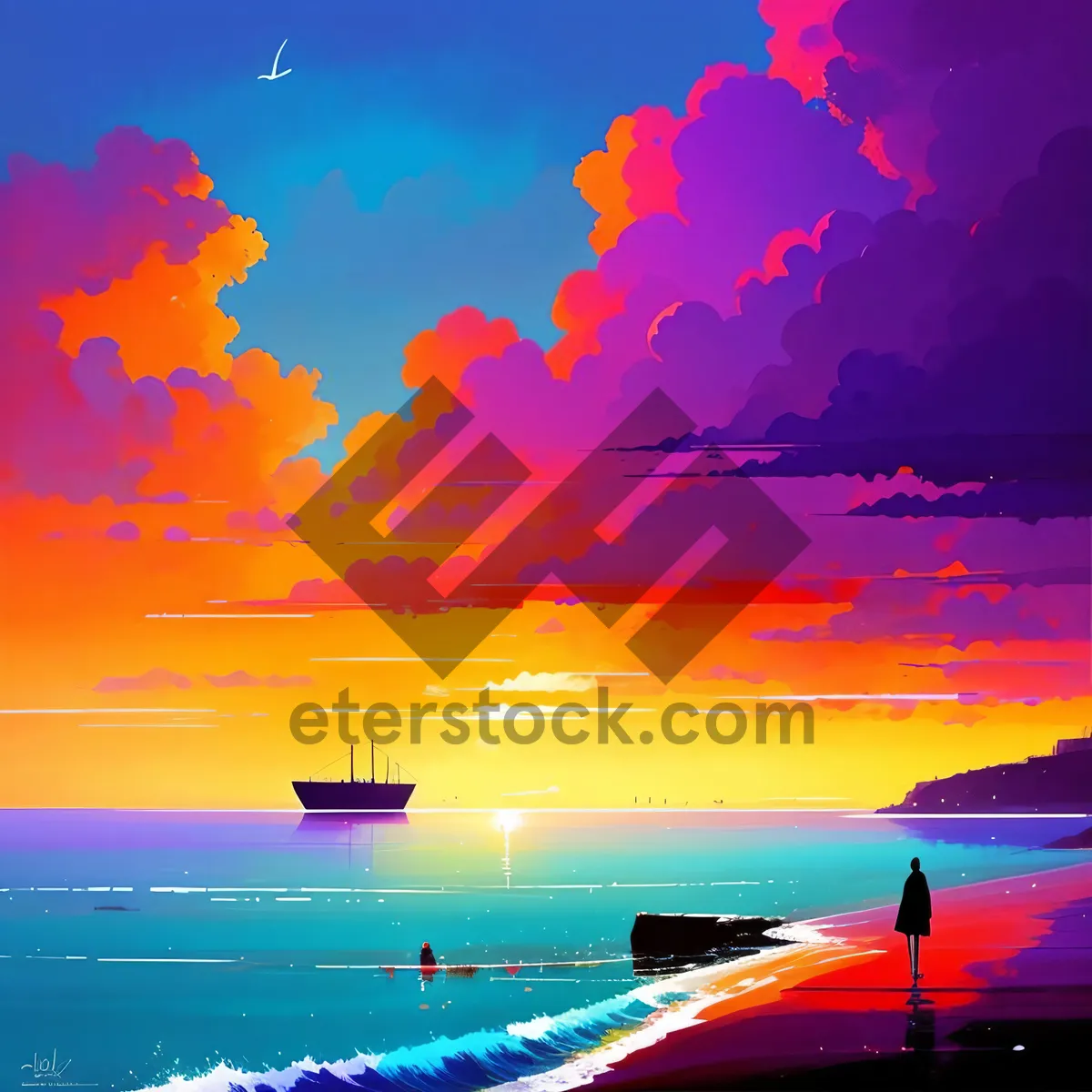 Picture of Vibrant Sunset Reflection on Calm Ocean"
OR
"Glorious Sundown Over Serene Oceanic Horizon