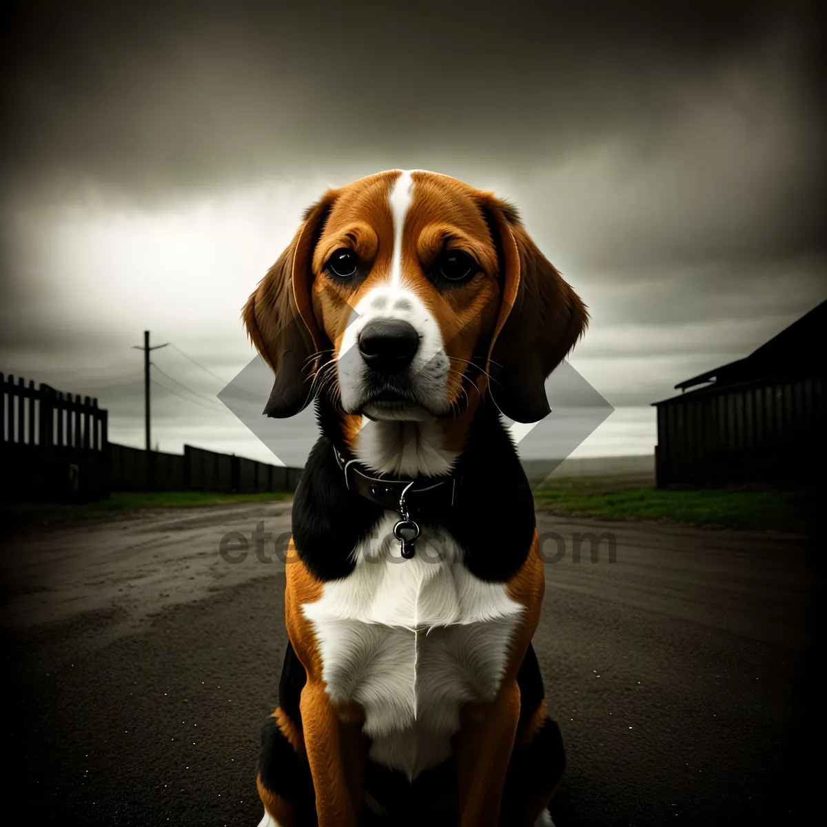 Picture of Adorable Walker Hound - Purebred Hunting Dog Portrait